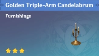 Furnishing Golden Triple-Arm Candelabrum