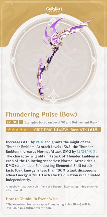 Thundering Pulse Bow Level 90 Refinement 1 Stats
