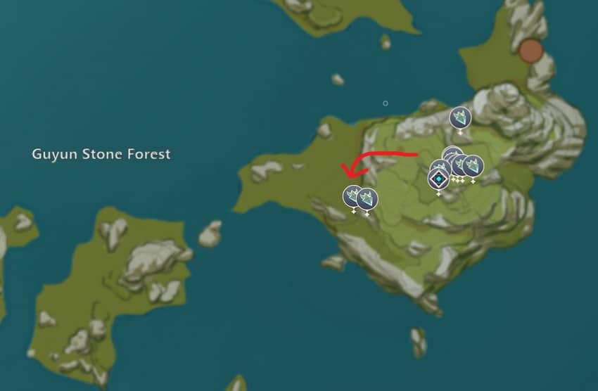 Crystal Core Location in Guyun Stone Forest