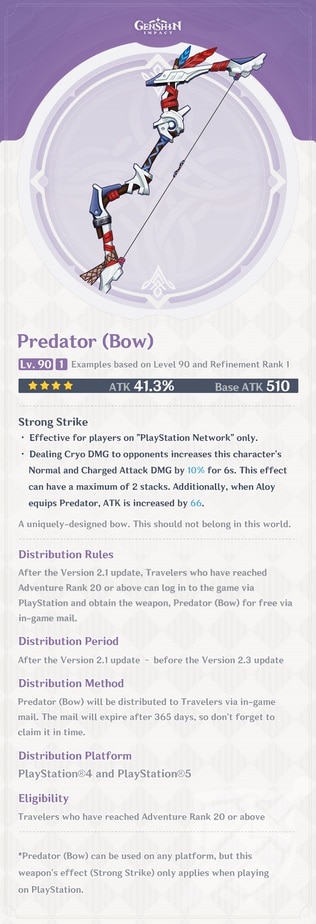 Predator Bow Level 90 Refinement 1 Stats