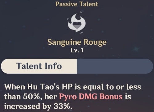 Sanguine Rouge Talent Info