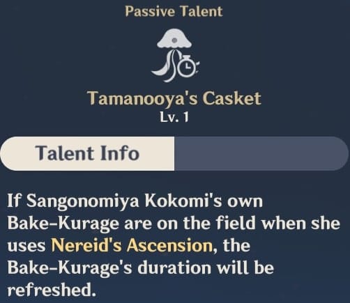 Tamanooya's Casket Talent Info