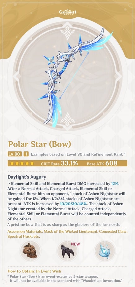 Polar Star Bow Level 90 Refinement 1 Stats
