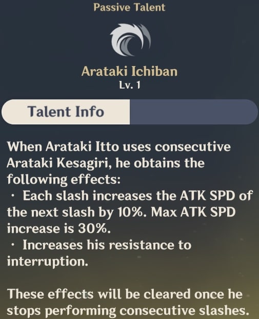 Arataki Ichiban Talent Info