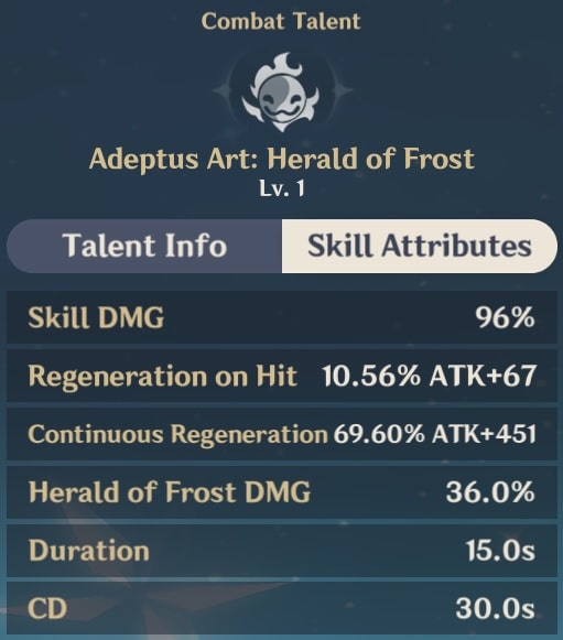 Adeptus Art Herald of Frost Skill Attributes