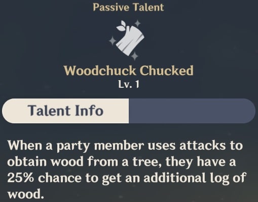 Arataki Itto Woodchuck Chucked Talent Info