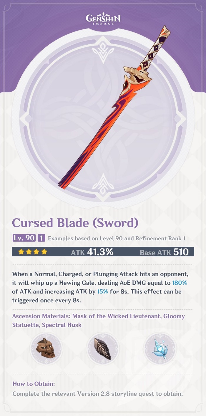 Cursed Blade Level 90 Refinement 1