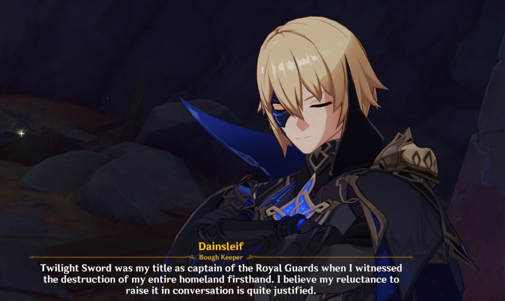 Dainsleif is former knight captain of the Royal Guard of Khaenriah